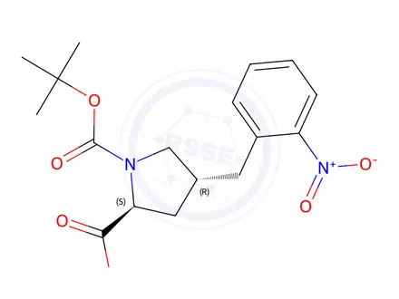 Chemical structure of (2S,4R)-1-(tert-Butoxycarbonyl)-4-(2-nitrobenzyl)pyrrolidine-2-carboxylic acid