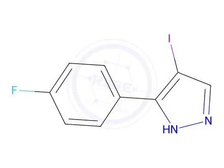 Chemical structure of 3-(4-Fluorophenyl)-4-iodo-1H-pyrazole