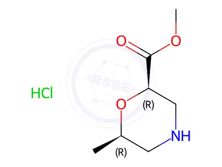 Chemical structure of Methyl (2R,6R)-6-methyl-2-morpholinecarboxylate HCl salt