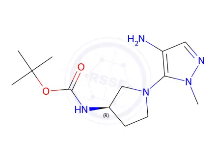 Chemical structure of (R)-tert-Butyl (1-(4-amino-1-methyl-1H-pyrazol-5-yl)pyrrolidin-3-yl)carbamate