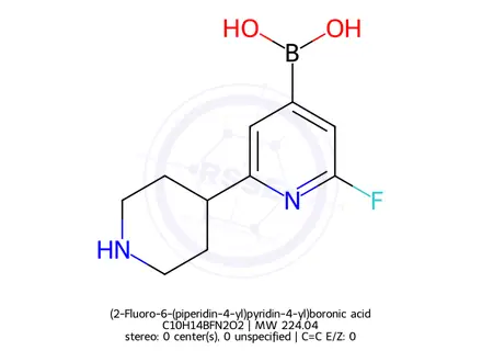 Chemical structure of (2-Fluoro-6-(piperidin-4-yl)pyridin-4-yl)boronic acid