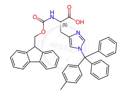 Chemical structure of FMOC-HIS(MTT)-OH
