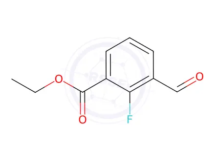 Chemical structure of Benzoic acid, 2-fluoro-3-formyl-, ethyl ester