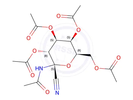 Chemical structure of 1-Acetamido-2,3,4,6-tetra-O-acetyl-1-deoxy-b-D-galactopyranosyl cyanide