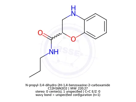 Chemical structure of N-propyl-3,4-dihydro-2H-1,4-benzoxazine-2-carboxamide