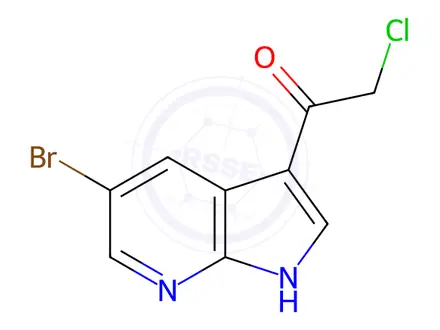 Chemical structure of Ethanone, 1-(5-bromo-1H-pyrrolo[2,3-b]pyridin-3-yl)-2-chloro-