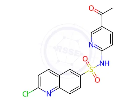 Chemical structure of N-(5-Acetylpyridin-2-yl)-2-chloroquinoline-6-sulfonamide