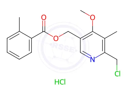 Chemical structure of 6-Chloromethyl-4-methoxy-5-methyl-3-pyridylmethanol o-Toluate Hydrochloride