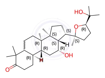Chemical structure of 20S,24R-Epoxydammara-12β,25-diol-3-one