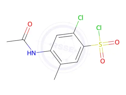 Chemical structure of 4-acetamido-2-chloro-5-methylbenzene-1-sulfonyl chloride