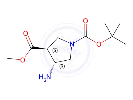 Chemical structure of (3S,4R)-1-tert-Butyl 3-methyl 4-aminopyrrolidine-1,3-dicarboxylate