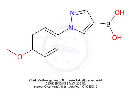 Chemical structure of (1-(4-Methoxyphenyl)-1H-pyrazol-4-yl)boronic acid