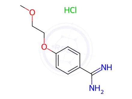 Chemical structure of 4-(2-methoxyethoxy)benzene-1-carboximidamide hydrochloride