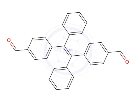 Chemical structure of (E)-4,4'-(1,2-Diphenylethene-1,2-diyl)dibenzaldehyde