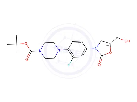 Chemical structure of (R)-tert-butyl 4-(2-fluoro-4-(5-(hydroxyMethyl)-2-oxooxazolidin-3-yl)phenyl)piperazine-1-carboxylate