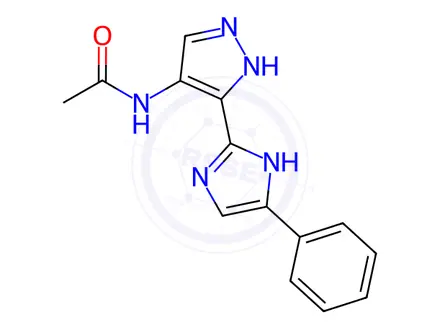 Chemical structure of N-(3-(4-Phenyl-1H-imidazol-2-yl)-1H-pyrazol-4-yl)acetamide