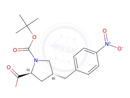 Chemical structure of (2S,4R)-1-(tert-Butoxycarbonyl)-4-(4-nitrobenzyl)pyrrolidine-2-carboxylic acid