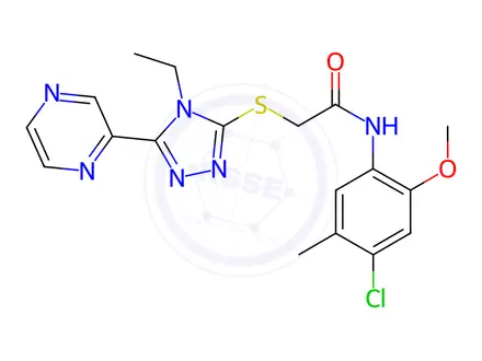 Chemical structure of N-(4-Chloro-2-methoxy-5-methylphenyl)-2-((4-ethyl-5-(pyrazin-2-yl)-4H-1,2,4-triazol-3-yl)thio)acetamide