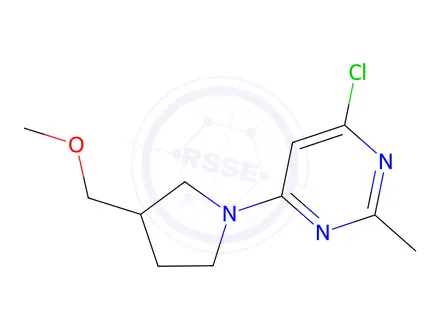 Chemical structure of 4-chloro-6-[3-(methoxymethyl)pyrrolidin-1-yl]-2-methylpyrimidine