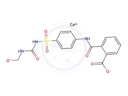 Chemical structure of Calcium 2-((4-(N-((oxidomethyl)carbamoyl)sulfamoyl)phenyl)carbamoyl)benzoate