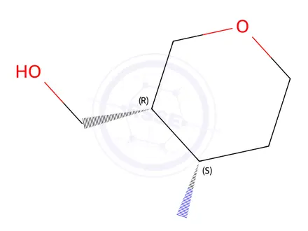 Chemical structure of ((3R,4S)-4-aminotetrahydro-2H-pyran-3-yl)methanol