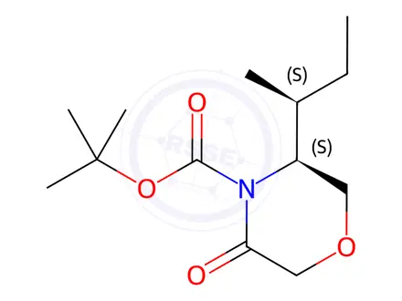 Chemical structure of 4-t-Boc-(5S)-5-[(1S)-methylpropyl]-morpholin-3-one