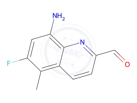 Chemical structure of 8-Amino-6-fluoro-5-methylquinoline-2-carbaldehyde