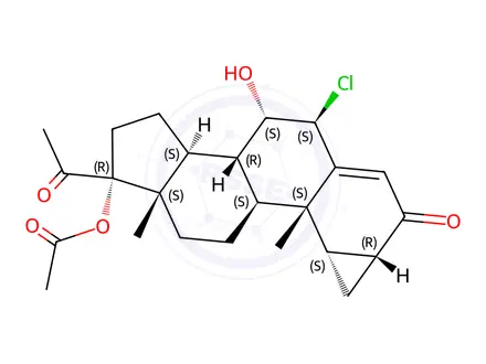Chemical structure of 6b-Chloro-7a-hydroxy-6,7-dihydro Cyproterone Acetate