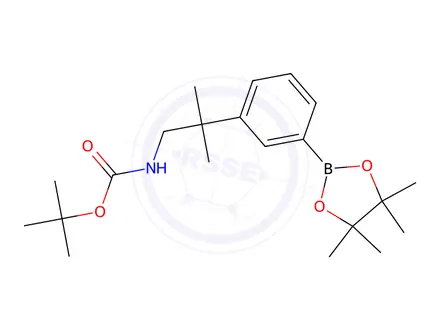 Chemical structure of tert-Butyl (2-methyl-2-(3-(4,4,5,5-tetramethyl-1,3,2-dioxaborolan-2-yl)phenyl)propyl)carbamate
