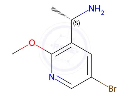 Chemical structure of (S)-1-(5-bromo-2-methoxypyridin-3-yl)ethan-1-amine