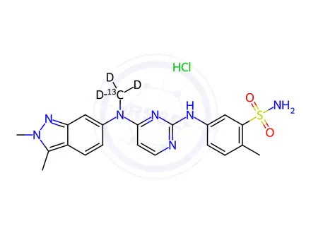 Chemical structure of Pazopanib-13C,d3 Hydrochloride