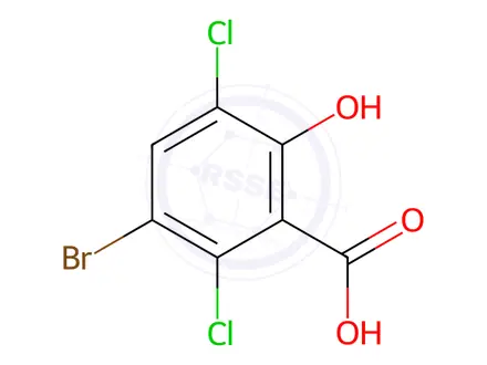 Chemical structure of Benzoic acid, 3-bromo-2,5-dichloro-6-hydroxy-