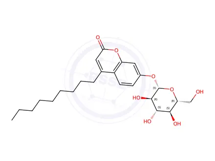 Chemical structure of 4-nonylumbelliferyl glucoside