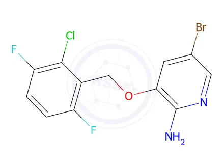 Chemical structure of 2-Amino-5-bromo-3-[(2-chloro-3,6-difluorobenzyl)oxy]pyridine