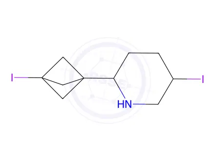 Chemical structure of 5-iodo-2-(3-iodo-1-bicyclo[1.1.1]pentanyl)pyridine