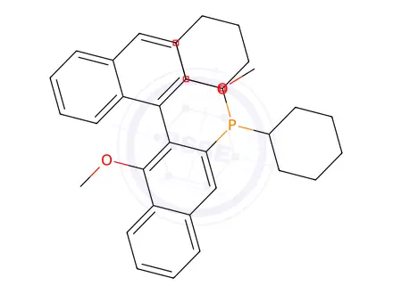 Chemical structure of Dicyclohexyl[(1S)-1′,2-dimethoxy[1,2′-binaphthalen]-3′-yl]phosphine