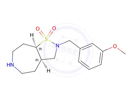 Chemical structure of rel-(3aR,8aR)-2-(3-methoxybenzyl)octahydro-2H-isothiazolo[4,5-d]azepine 1,1-dioxide