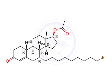 Chemical structure of (7alpha,17beta)-17-(Acetyloxy)-7-(9-bromononyl)estr-4-en-3-one