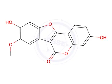 Chemical structure of 3,9-Dihydroxy-8-methoxy-6H-benzofuro(3,2-c)(1)benzopyran-6-one