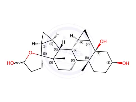 Chemical structure of (1R,2R,4R,5R,7S,10R,11R,14S,15S,16S,18S,19R)-10,14-Dimethylspiro[hexacyclo[9.8.0.02,4.05,10.014,19.016,18]nonadecane-15,5'-oxolane]-2',5,7-triol