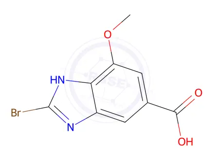 Chemical structure of 2-Bromo-7-methoxy-1H-benzo[d]imidazole-5-carboxylic acid