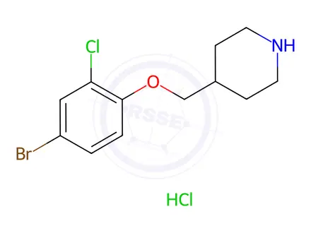 Chemical structure of 4-[(4-Bromo-2-chlorophenoxy)methyl]piperidine hydrochloride