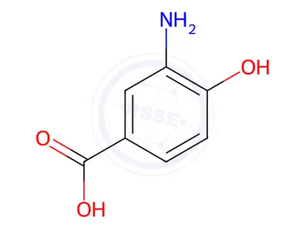 Chemical structure of 3-Amino-4-hydroxybenzoic acid Solution in Methanol