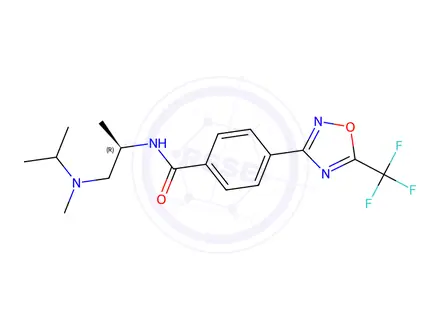 Chemical structure of (R)-N-[1-[Isopropyl(methyl)aminopropan-2-yl]-4-[5-(trifluoromethyl)-1,2,4-oxadiazol-3-yl]benzamide