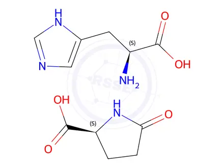 Chemical structure of L-histidine, compound with 5-oxo-L-proline (1:1)