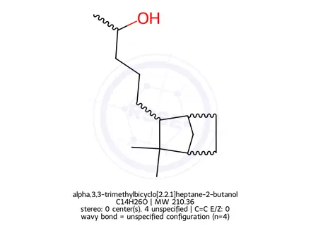 Chemical structure of alpha,3,3-trimethylbicyclo[2.2.1]heptane-2-butanol