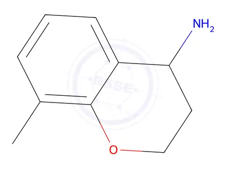 Chemical structure of 8-methyl-3,4-dihydro-2H-1-benzopyran-4-amine hydrochloride