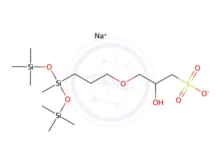 Chemical structure of sodium 2-hydroxy-3-[3-[1,3,3,3-tetramethyl-1-[(trimethylsilyl)oxy]disiloxanyl]propoxy]propane-1-sulphonate