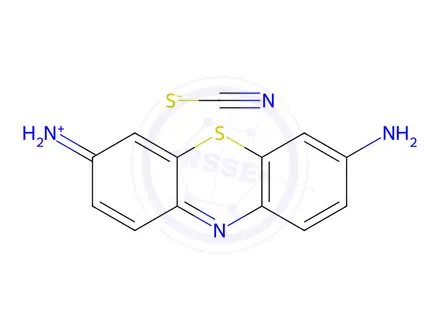 Chemical structure of 3,7-diaminophenothiazin-5-ium thiocyanate