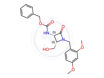Chemical structure of Benzyl ((2S,3S)-1-(2,4-dimethoxybenzyl)-2-(hydroxymethyl)-4-oxoazetidin-3-yl)carbamate